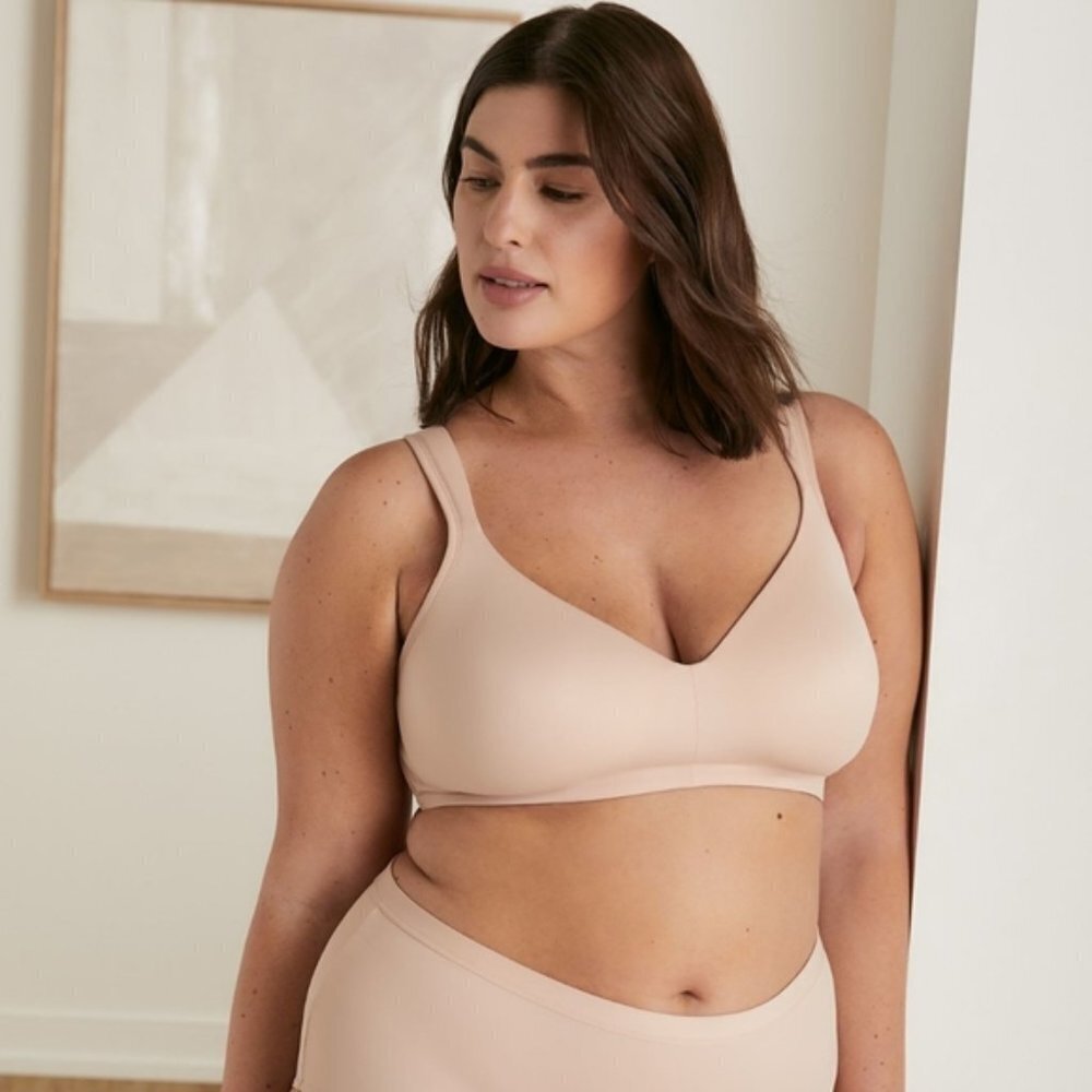 Penningtons Essential Wireless Microfibre T-Shirt Bra Wire Free Beige 38DD New